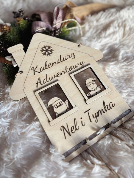 Drewniany Kalendarz Adwentowy - Domek