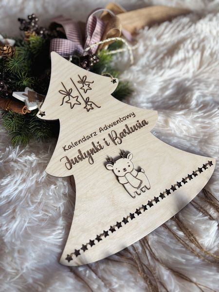 Drewniany Kalendarz Adwentowy - Choinka